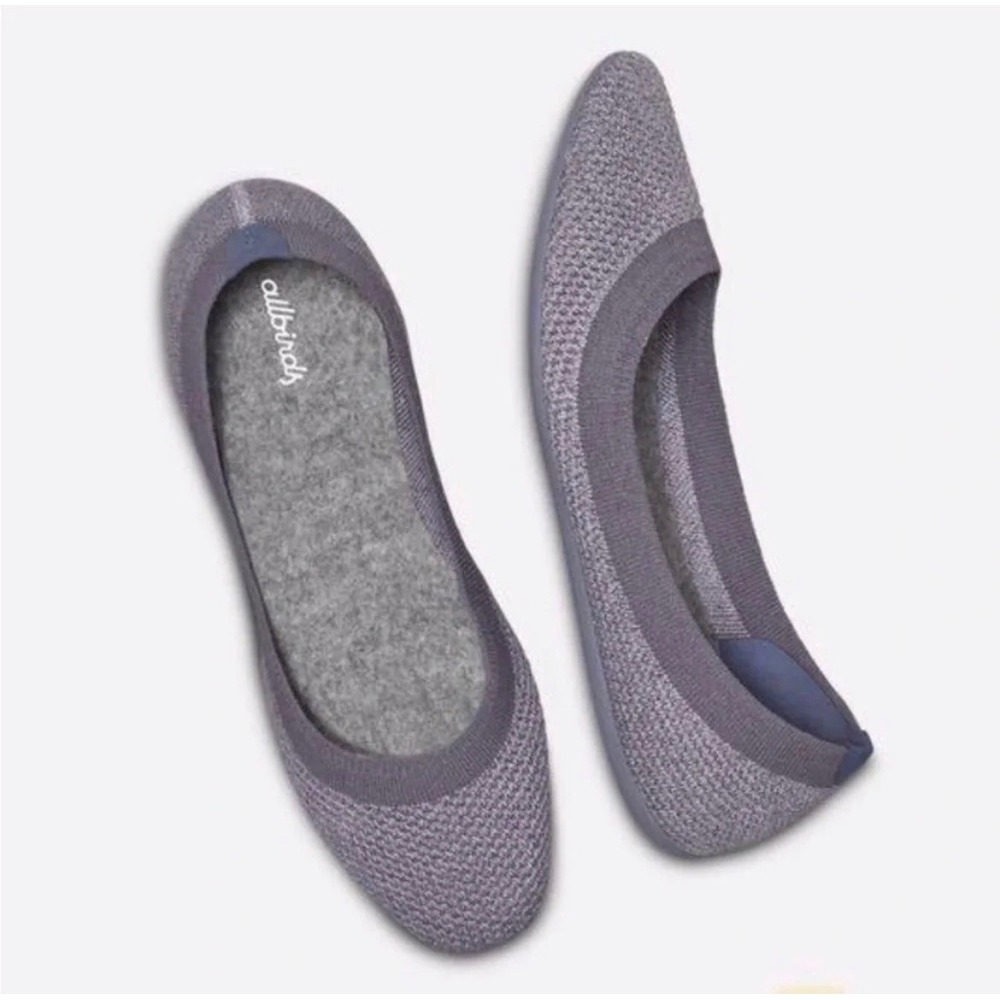 Allbirds Tree Breezers Charcoal Grey Blue Fiber Ballet Flats Womens 7.5
